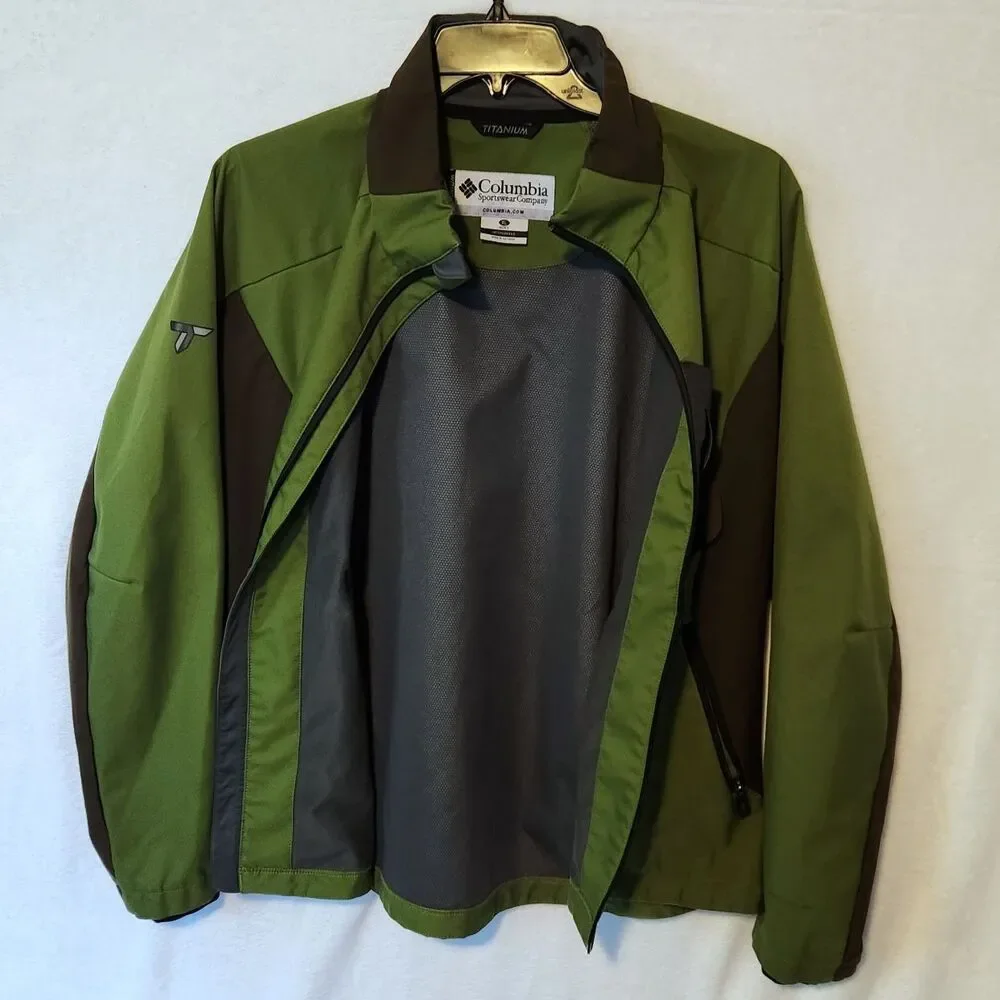 Columbia Titanium Interchange Mens XL FLAWS Green Brown Colorblock Shell Jacket